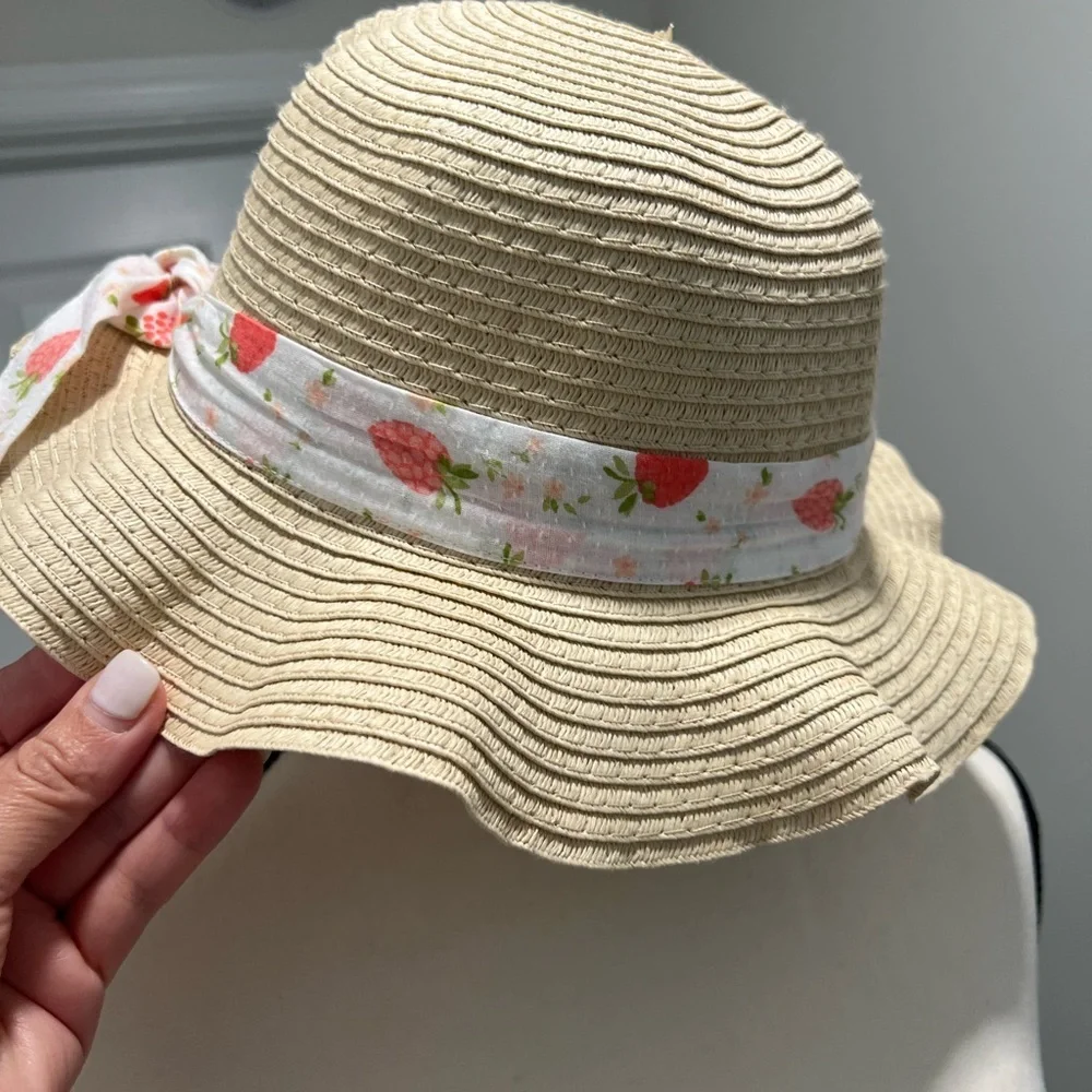 Straw Sun Hat with Floral Ribbon for Kids